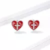 Сребърни обеци Cross Red Heart picture - 2