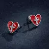 Сребърни обеци Cross Red Heart picture - 5