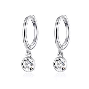 Сребърни обеци Crystal Pendant Hoops