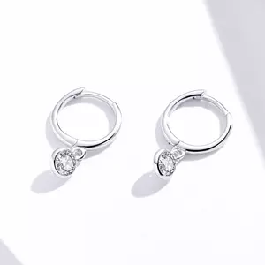 Сребърни обеци Crystal Pendant Hoops