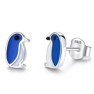 Сребърни обеци Email Little Blue Pinguins
