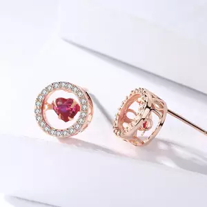 Сребърни обеци Fashion Diamond Heart Golden