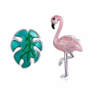Сребърни обеци Flamingo and Leaf