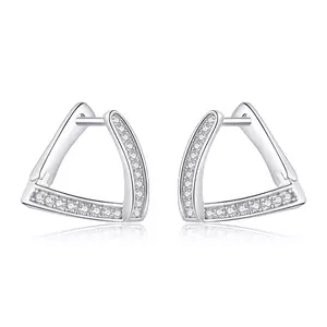 Сребърни обеци Geometric Crystal Hoops
