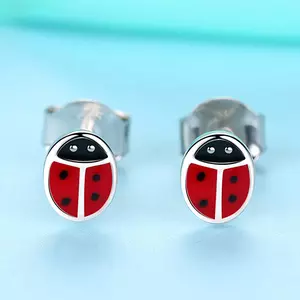 Сребърни обеци Ladybug Studs
