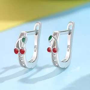 Сребърни обеци Little Crystals with Cherries