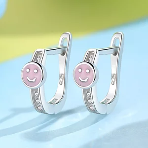 Сребърни обеци Little Crystals with Smile