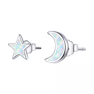 Сребърни обеци Little Moon and Star Opal