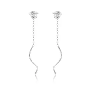 Сребърни обеци Long Curled Roses