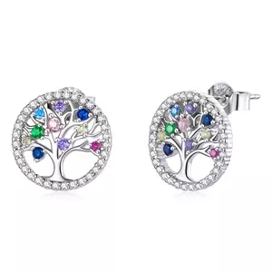 Сребърни обеци Multicolored Tree of Life