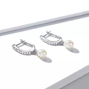 сребърни обеци Pearls & Crystals Hoops