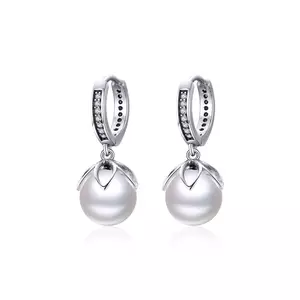 Сребърни обеци Pearls Hoops