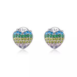 Сребърни обеци Rainbow Heart