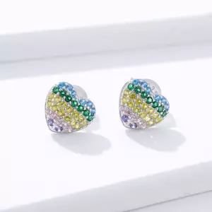 Сребърни обеци Rainbow Heart