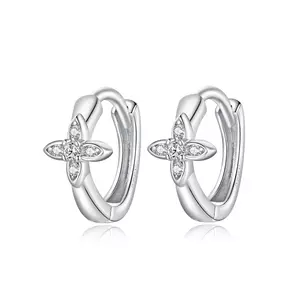 Сребърни обеци Shining Flower Hoops