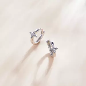 Сребърни обеци Shining Flower Hoops