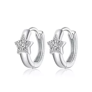 Сребърни обеци Silver Little Crystal Star Hoops
