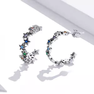 Сребърни обеци Silver Zig Zag Rainbow Stars