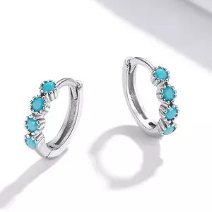 Сребърни обеци Silvery Blue Hoops