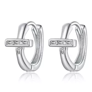Сребърни обеци Simple Crystal Shape