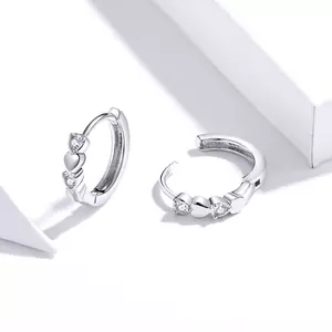 сребърни обеци Simple & Shiny Hearts Hoops