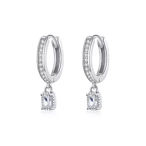 Сребърни обеци Sparklin Square Hoops