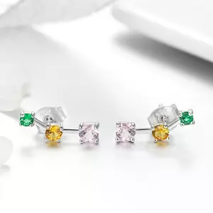 сребърни обеци Trio Colored Stones