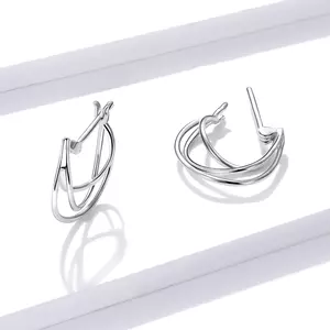 сребърни обеци Trio Lines Hoops