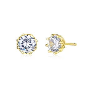 Сребърни обици Clear Classic Studs Golden