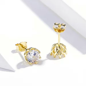 Сребърни обици Clear Classic Studs Golden