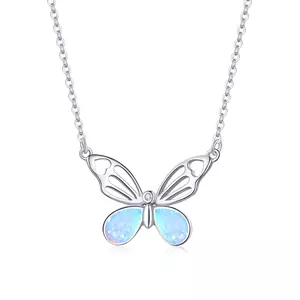 Сребърно колие Opal Butterfly