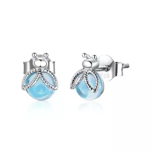 Blue Crystal Ladybug ezüst fülbevaló