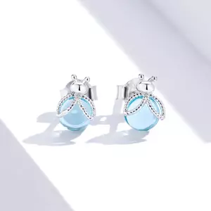 Blue Crystal Ladybug ezüst fülbevaló