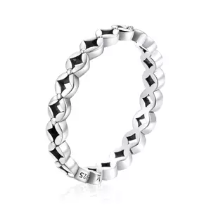 Egyszerű Flower Band ezüst gyűrű