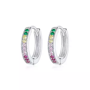 Elegáns Colored Hoops ezüst fülbevaló