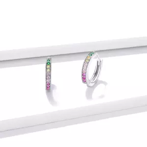 Elegáns Colored Hoops ezüst fülbevaló