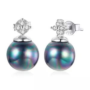 Elegáns Midnight Beads ezüst fülbevaló