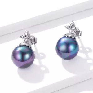 Elegáns Midnight Beads ezüst fülbevaló