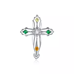 Ezüst kereszt gyöngy talizmán