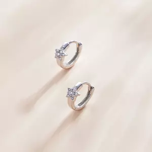 Ezüst Little Crystal Star Hoops fülbevaló