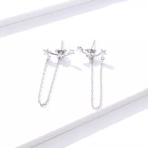 Ezüst Long Chain Stars fülbevaló