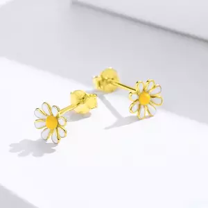 Golden Daisy ezüst fülbevaló