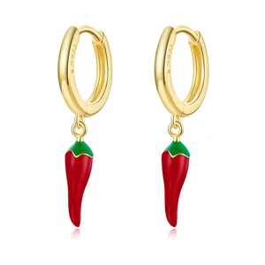 Golden Red Peppers ezüst fülbevaló