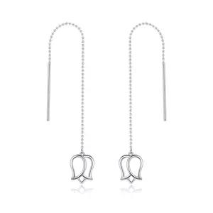 Hosszú ezüst tulipán ezüst fülbevaló