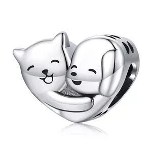 Lovely Kitten and Puppy ezüst bűbáj