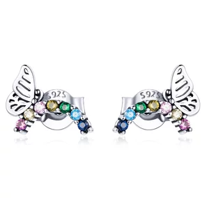 Rainbow Butterfly ezüst fülbevaló