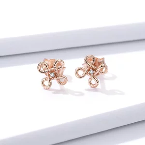 Rose Gold Flower Ropes ezüst fülbevaló