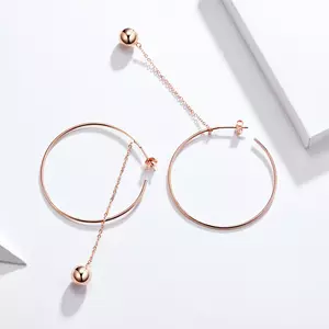 Rose Gold karika és lánc ezüst fülbevaló