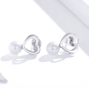 Shell Pearl Heart ezüst fülbevaló