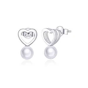 Shell Pearl Heart ezüst fülbevaló